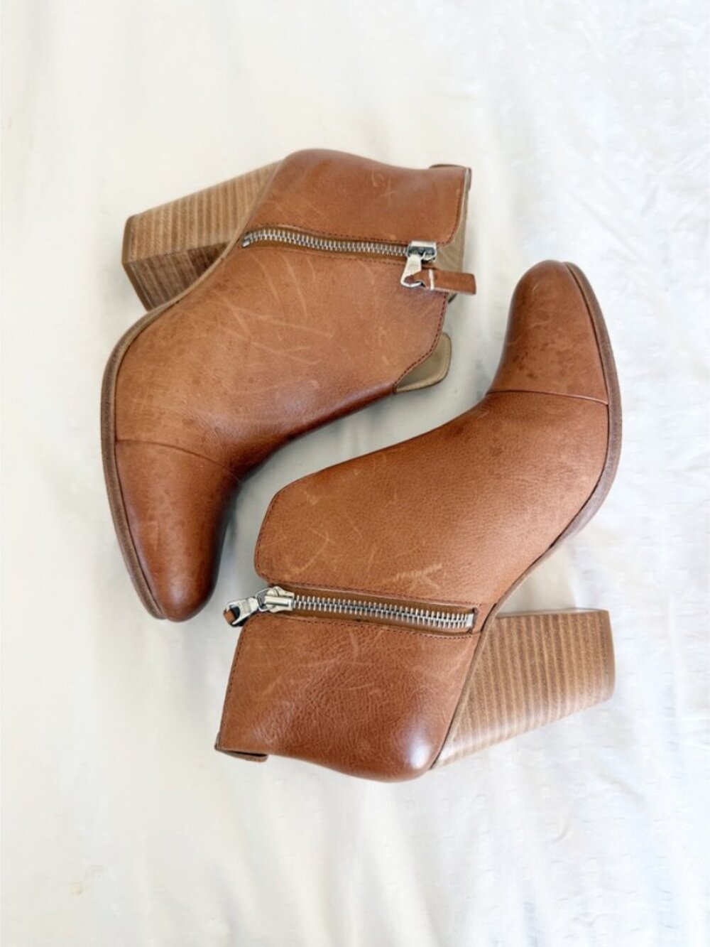 rag & bone Margot Booties Tan Zip Block Heel Ankle Boots 39.5 9.5 - Picture 5 of 12